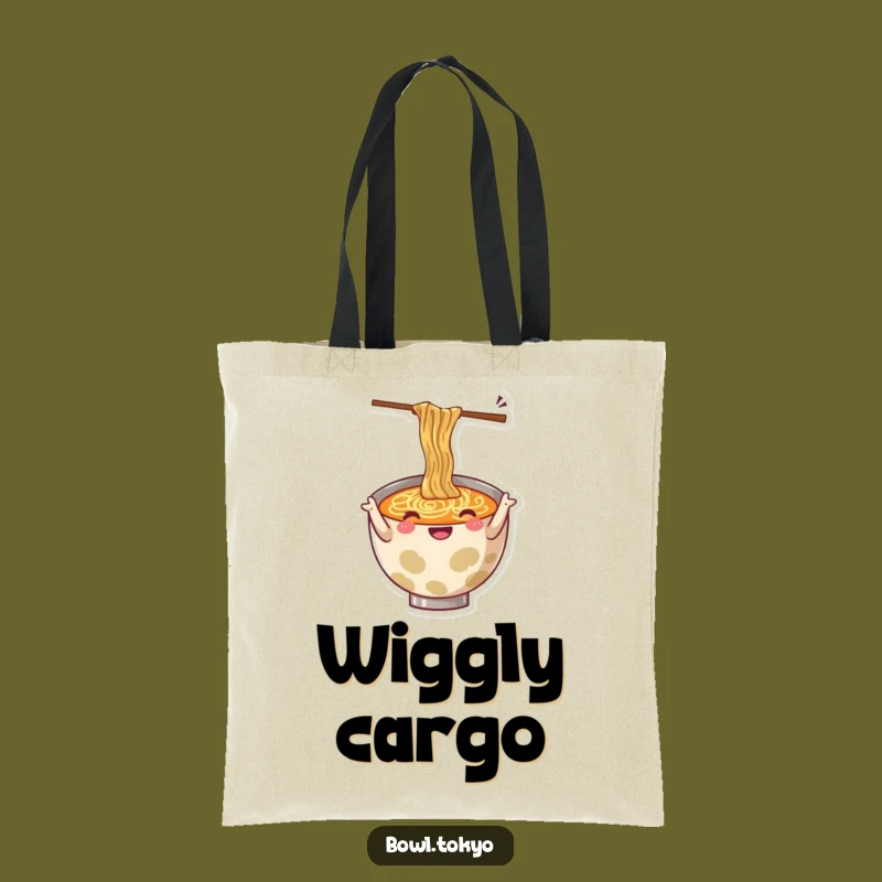 Funny Ramen Gesturing Tote Bag: Wiggling Chopsticks Carryall, Ideal Funny Gift for Groceries