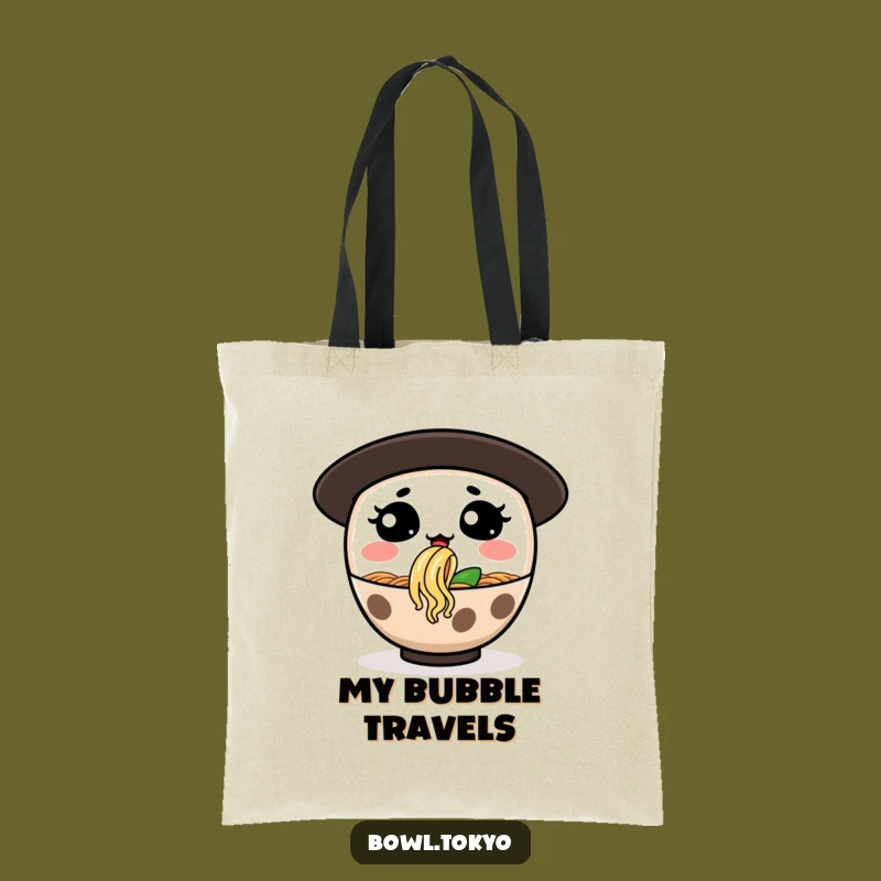 Funny Ramen Noodle Bubble Tote Bag: Silly Character Bag