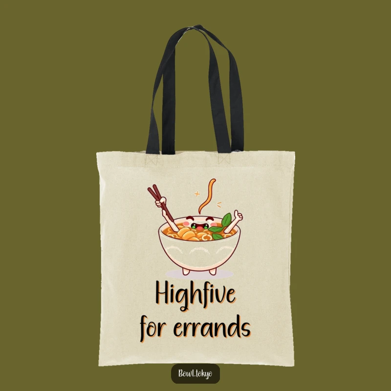 Funny Ramen Tote Bag - Carry Chopstick High Five Character