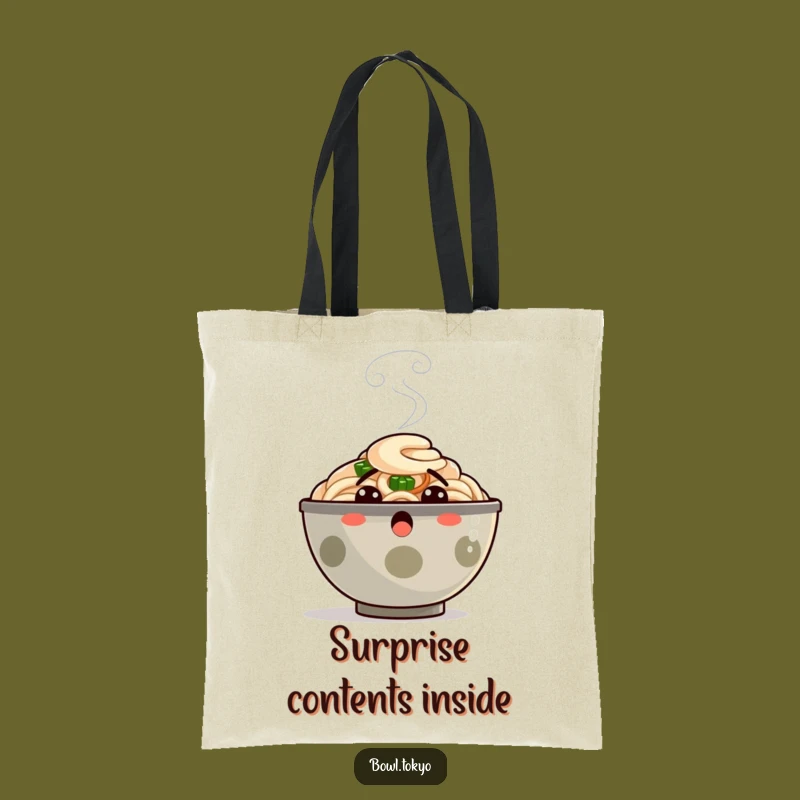 Funny Ramen Tote Bag - Carry Surprised Steam Bowl Character