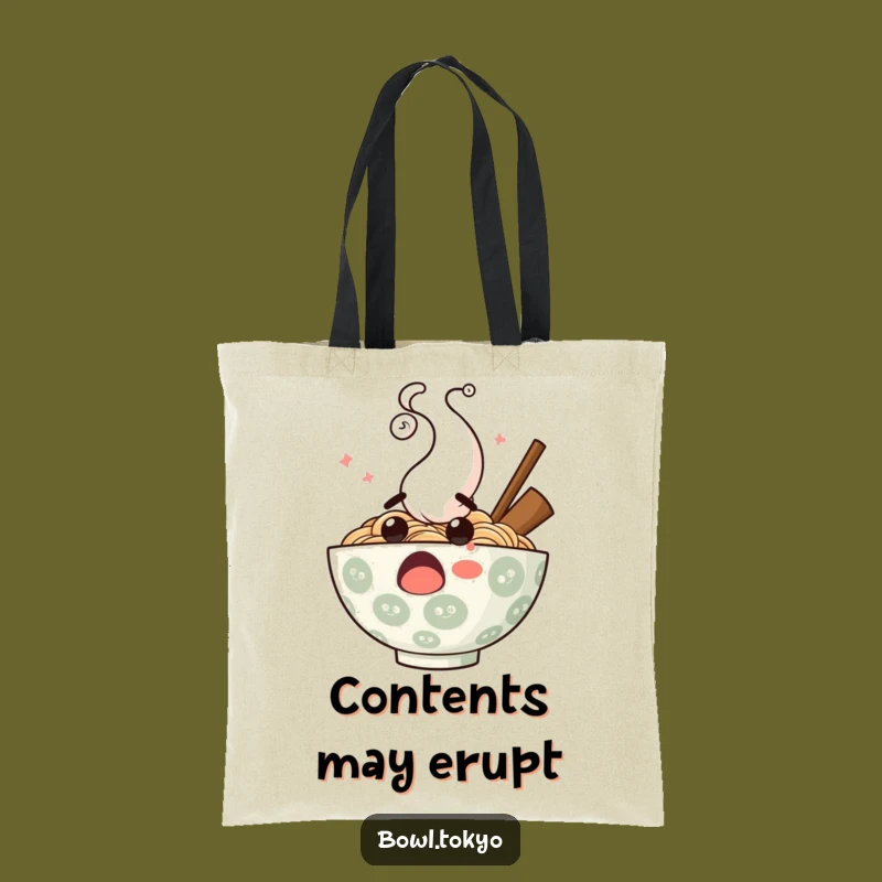 Funny Surprised Ramen Tote Bag - Quirky Steam Noodle Accessory