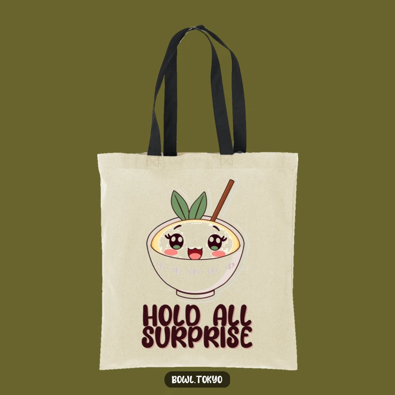Funny Surprised Ramen Tote Bag: Kawaii Eyes, Perfect Shopping Gift