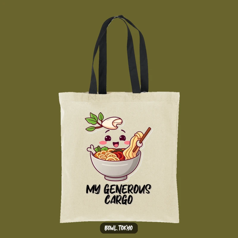 Funny Noodle Share Tote Bag - Friendly Ramen Character Carry-All