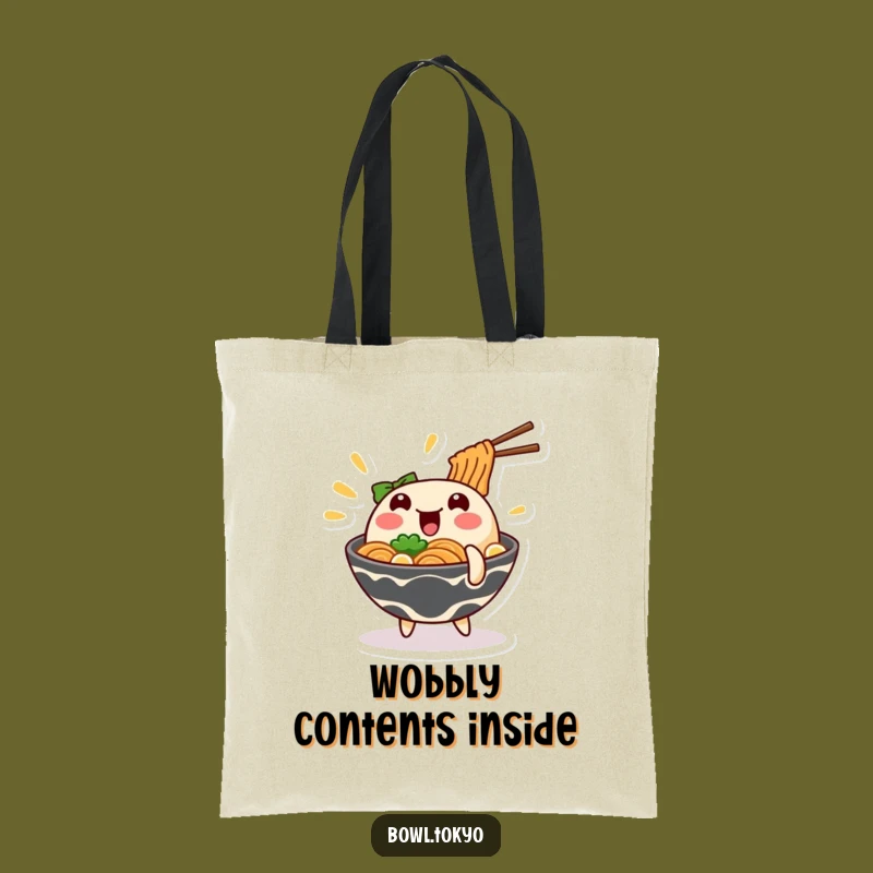 Funny Wobbling Ramen Tote Bag: Carry Your Goods with Comical Flair